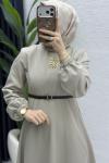 Belkıs Elbise Tesettür Giyim  Taş Rengi
