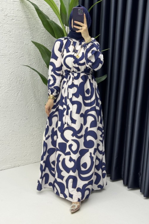 Belma Elbise Tesettür Giyim Lacivert