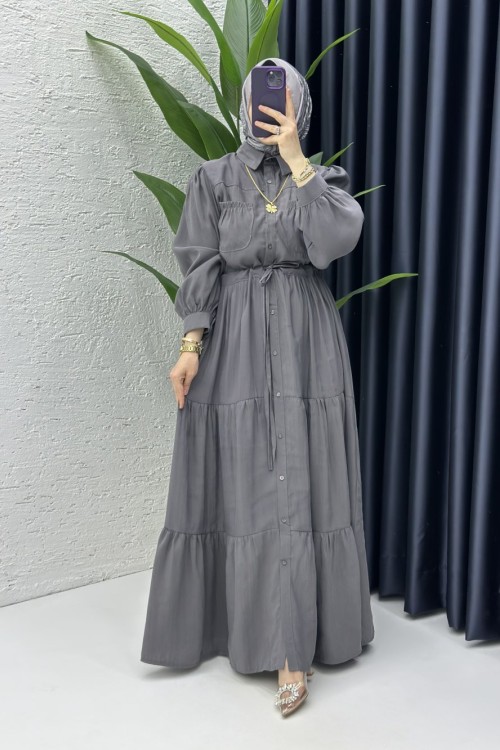 Berna Elbise Tesettür Giyim Antrasit