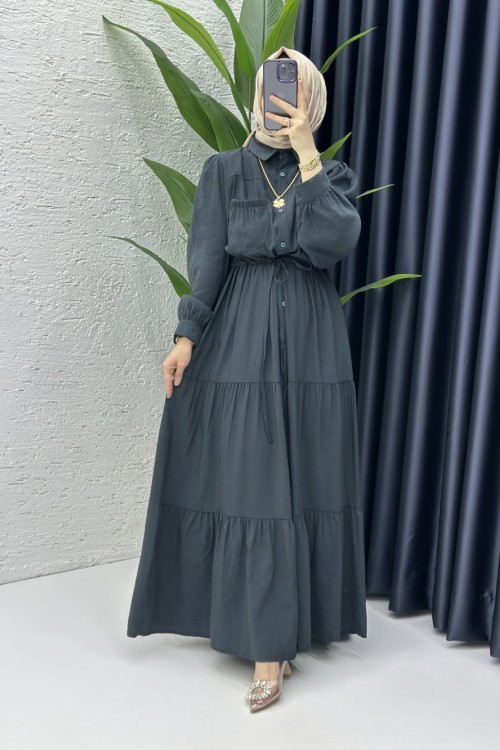 Berna Tesettür Elbise Petrol Yeşili