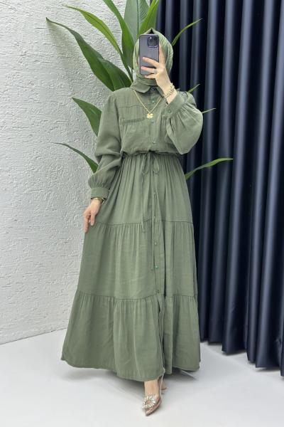 Berna Tesettür Elbise Haki