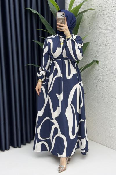 Beyza Elbise Tesettür Giyim Lacivert