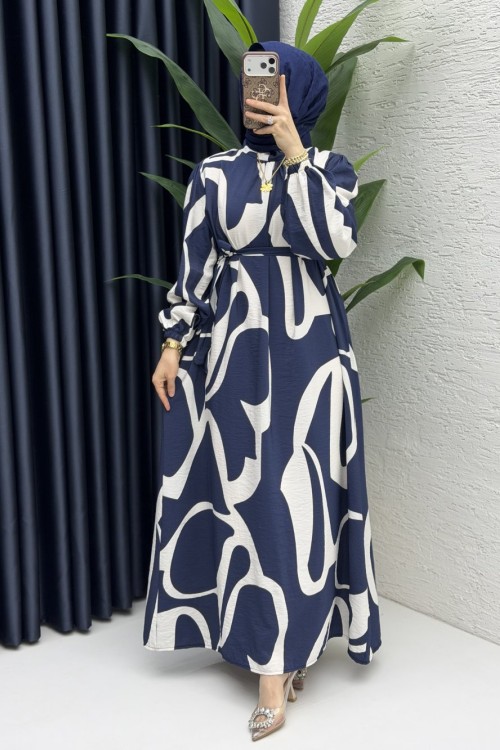 Beyza Elbise Tesettür Giyim  Lacivert