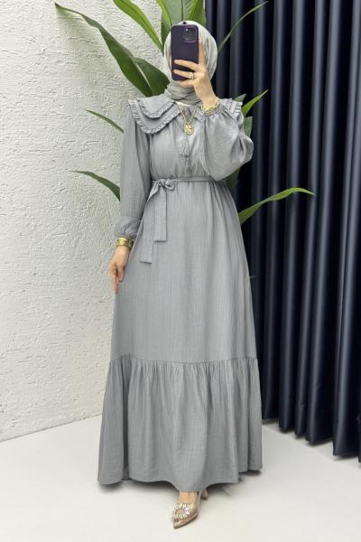 Beyzade Elbise Tesettür Giyim Gri