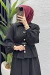 Bihter Etekli Takım Tesettür Giyim  Siyah