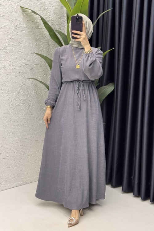 Billur Elbise Tesettür Giyim  Gri