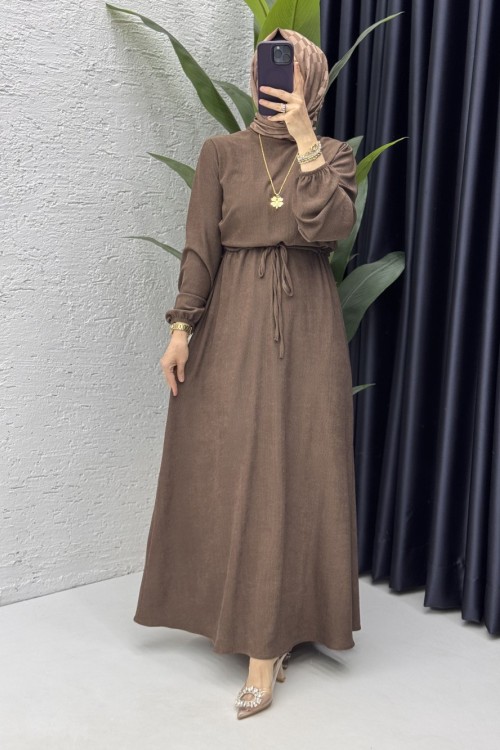 Billur Elbise Tesettür Giyim  Kahverengi