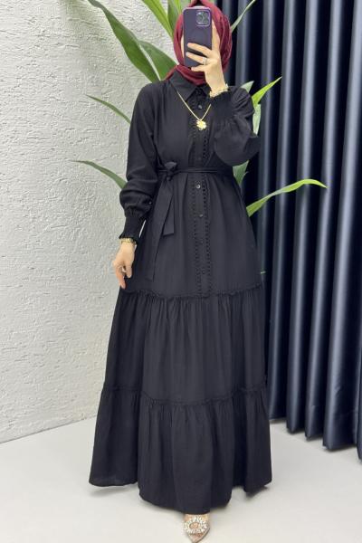 Büşra Elbise Tesettür Giyim Siyah