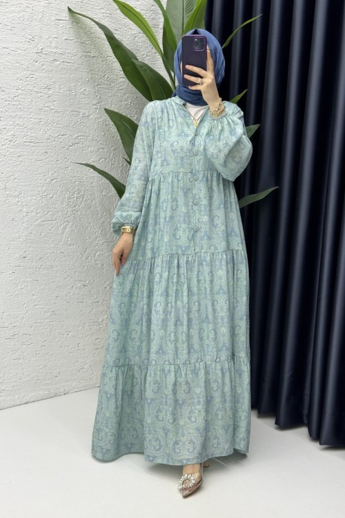 Çağla Elbise Tesettür Giyim Mint Yeşili