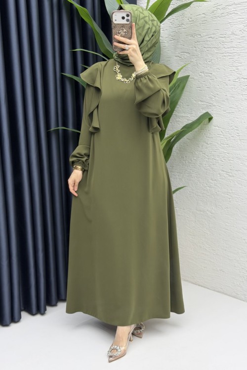 Canan Elbise Tesettür Giyim Haki