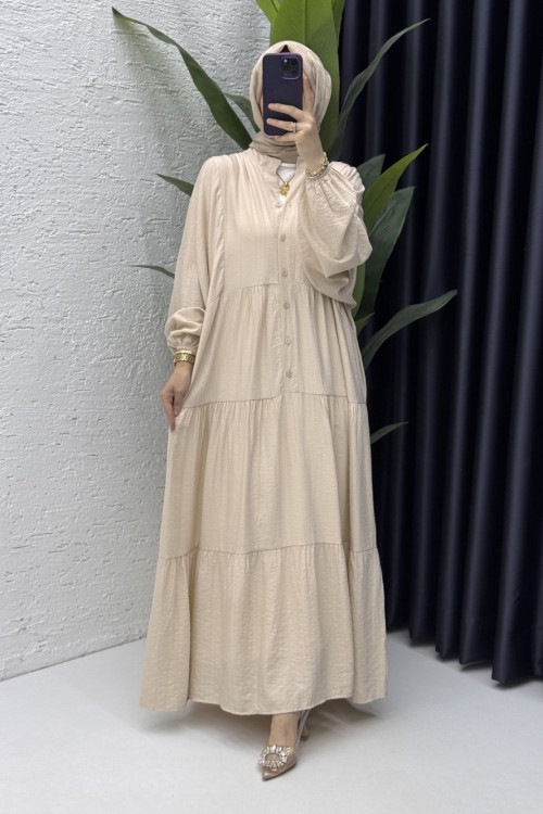 Ceren Elbise Tesettür Giyim Taş Rengi