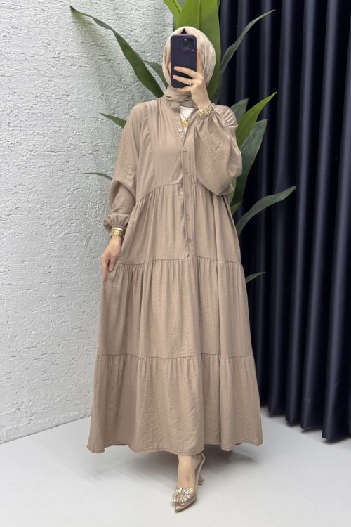 Ceren Elbise Tesettür Giyim Vizon