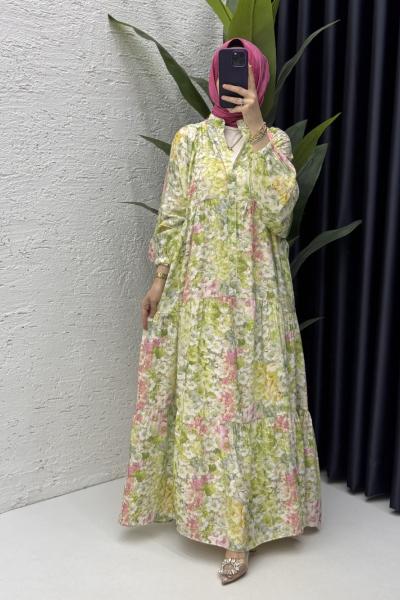 Çiğdem Elbise Tesettür Giyim Mint Yeşili