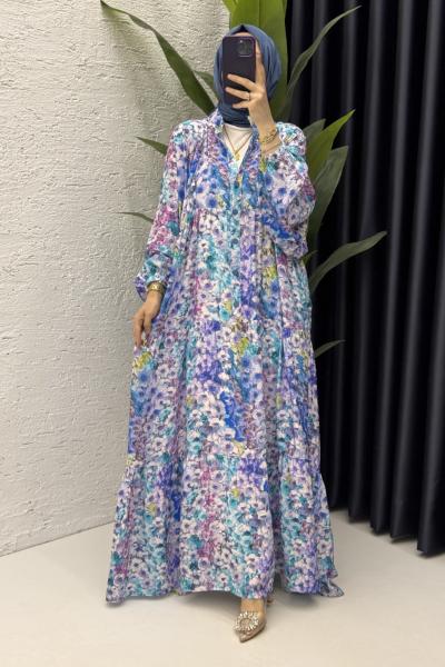 Çiğdem Elbise Tesettür Giyim Mavi