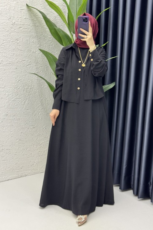 Damla Elbise Tesettür Giyim Siyah