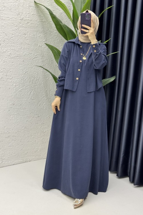 Damla Elbise Tesettür Giyim Lacivert