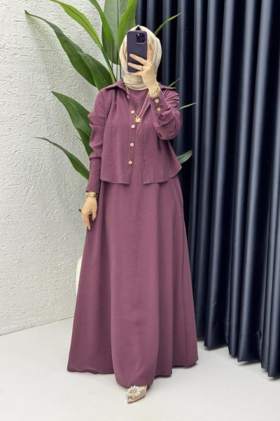 Damla Elbise Tesettür Giyim Mürdüm