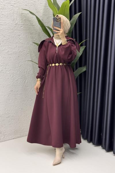 Defne Elbise Tesettür Giyim  Bordo