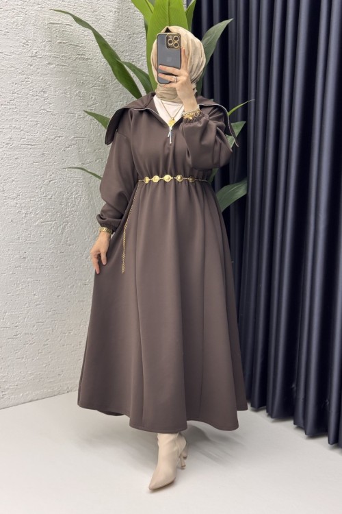 Defne Elbise Tesettür Giyim  Acı Kahve