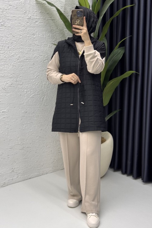 Deniz Üçlü Takım Tesettür Giyim  Siyah