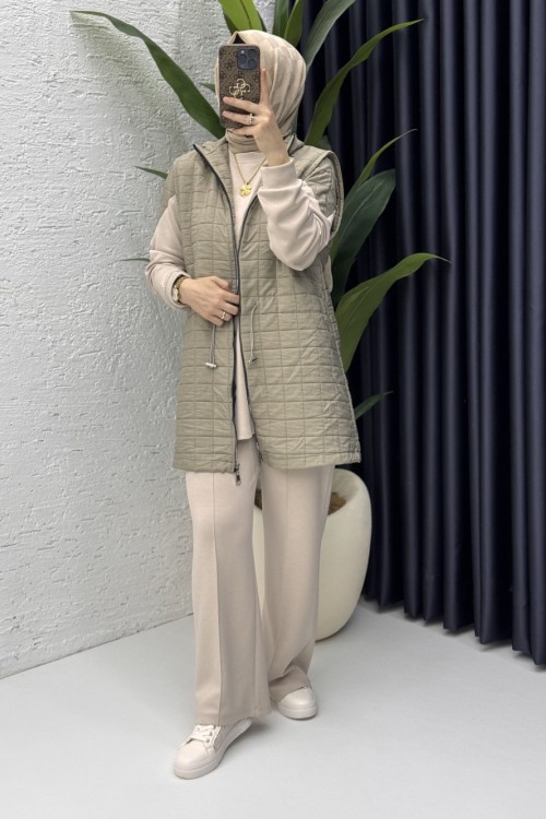 Deniz Üçlü Takım Tesettür Giyim  Küf Yeşili