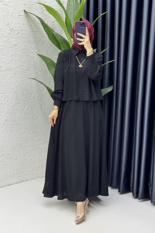 Didem Etekli Takım Tesettür Giyim Siyah