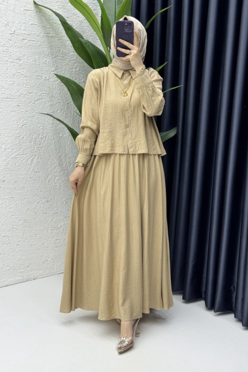 Didem Etekli Takım Tesettür Giyim Camel