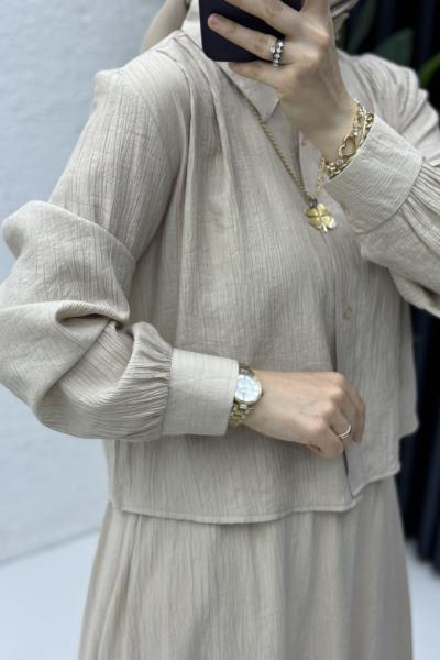 Didem Etekli Takım Tesettür Giyim Taş Rengi