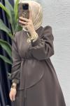 Dila Elbise Tesettür Giyim  Kahverengi