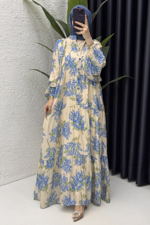 Dilşah Elbise Tesettür Giyim Mavi