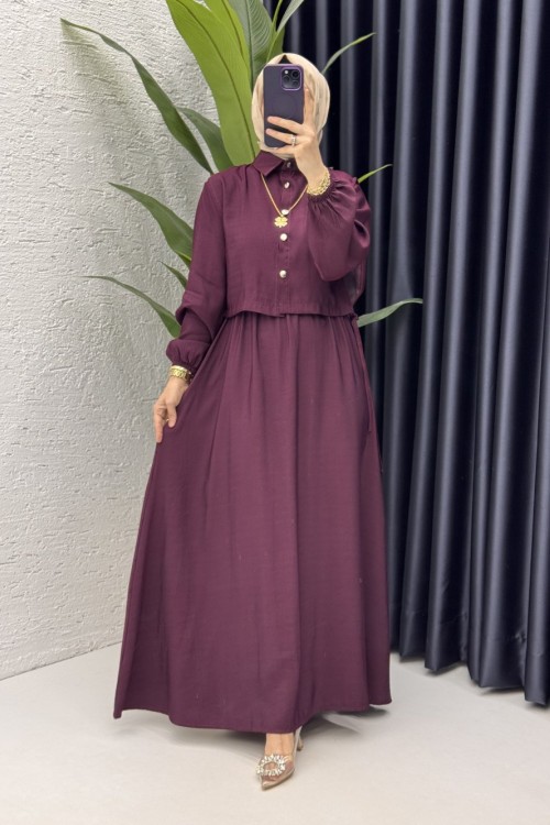 Ebrar Elbise Tesettür Giyim Mürdüm