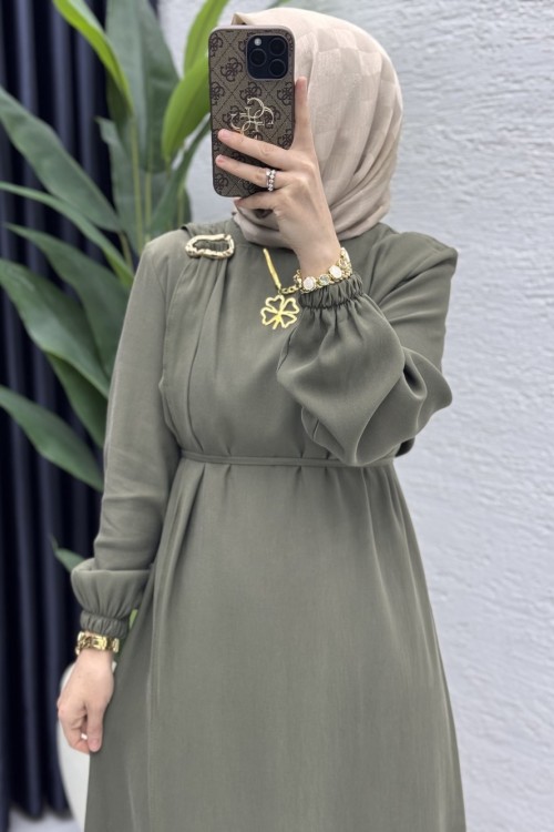 Ecmel Elbise Tesettür Giyim  Haki