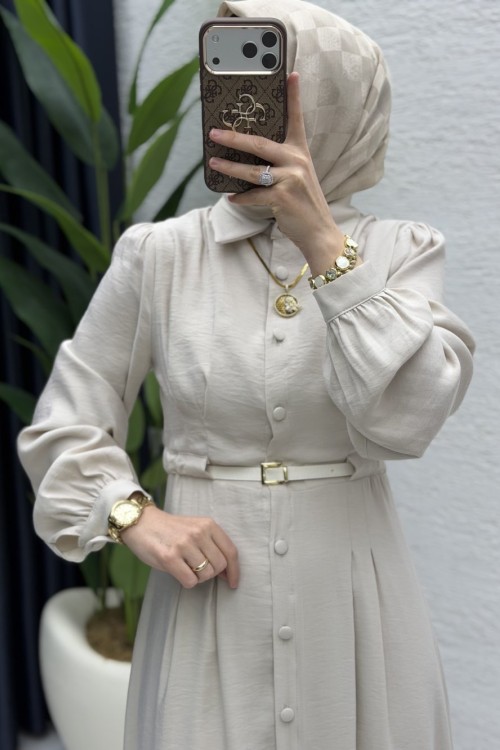 Efla Elbise Tesettür Giyim  Taş Rengi