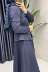 Eflal Etekli Takım Tesettür Giyim  Lacivert