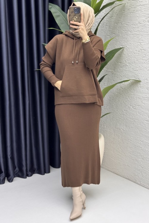 Elif Elbise Tesettür Giyim  Kahve