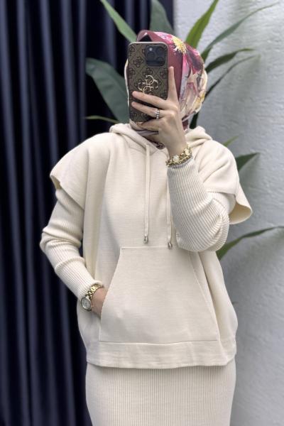 Elif Elbise Tesettür Giyim  Ekru