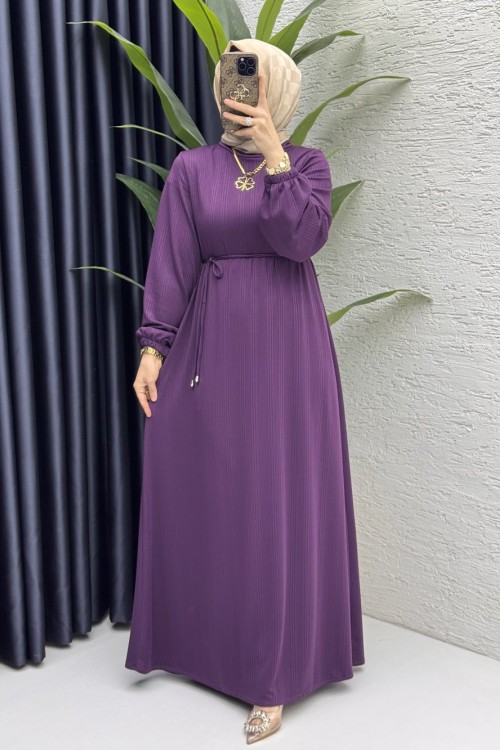 Esme Elbise Tesettür Giyim  Patlıcan Moru