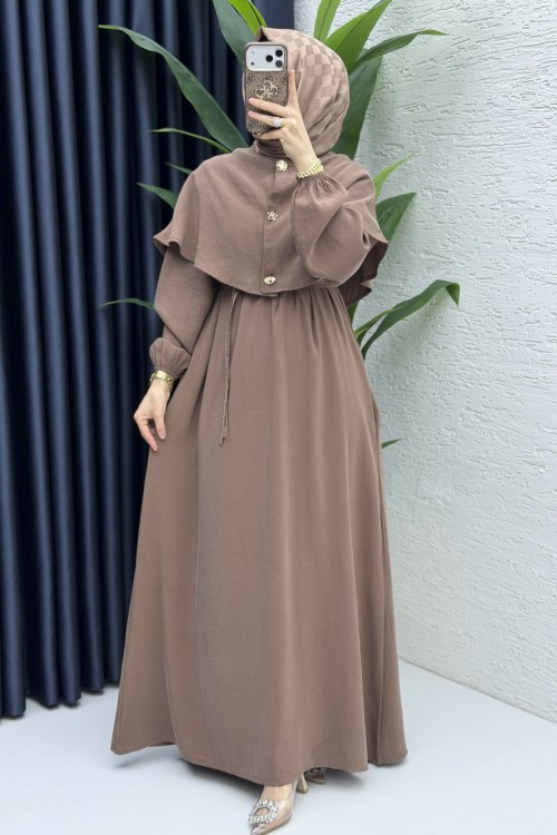 Ferda Elbise Tesettür Giyim  Sütlü Kahve