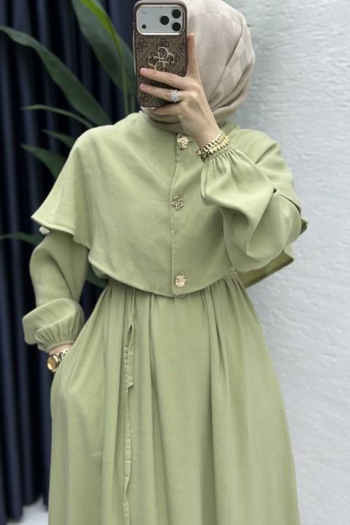 Ferda Elbise Tesettür Giyim  Çağla Yeşil