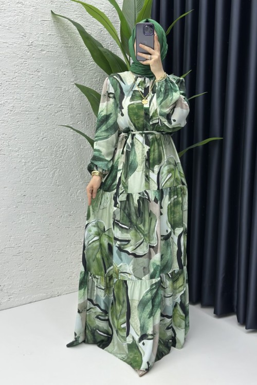 Ferhan Tesettür Elbise Zümrüt