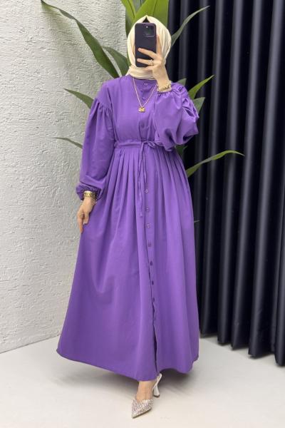 Feride Elbise Tesettür Giyim Mor