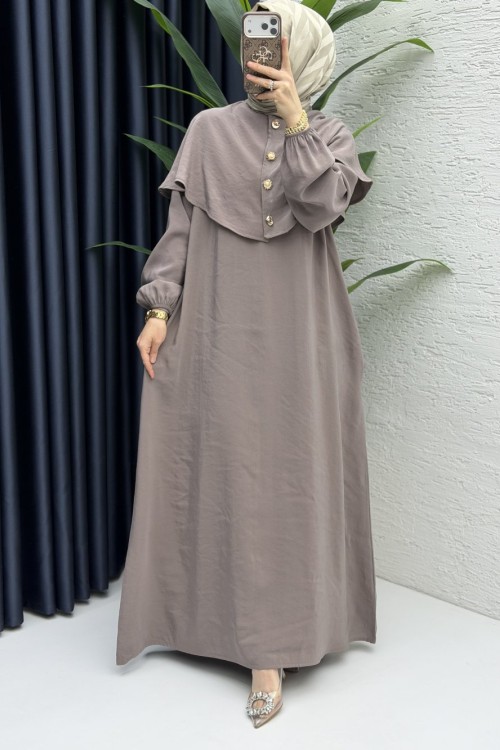 Feriha Bolero Elbise Tesettür Giyim  Vizon