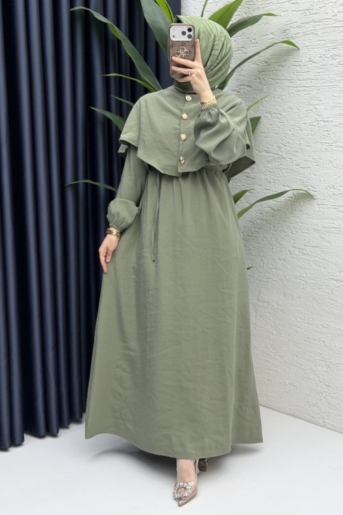 Feriha Bolero Elbise Tesettür Giyim  Küf Yeşili