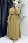 Feriha Bolero Elbise Tesettür Giyim  Yağ Yeşili