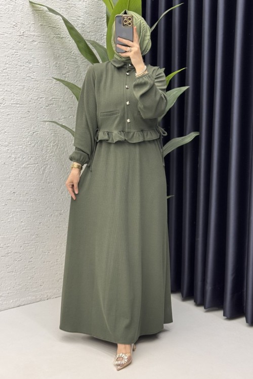 Feriha Elbise Tesettür Giyim  Haki