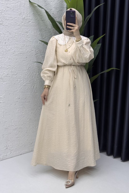 Ferira Elbise Tesettür Giyim Taş Rengi