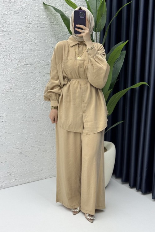 Firuze Takım Tesettür Giyim Camel