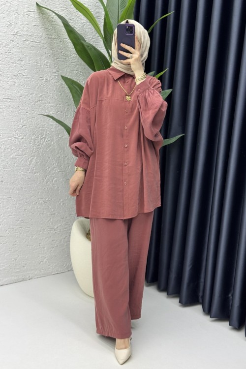 Firuze Takım Tesettür Giyim Kiremit