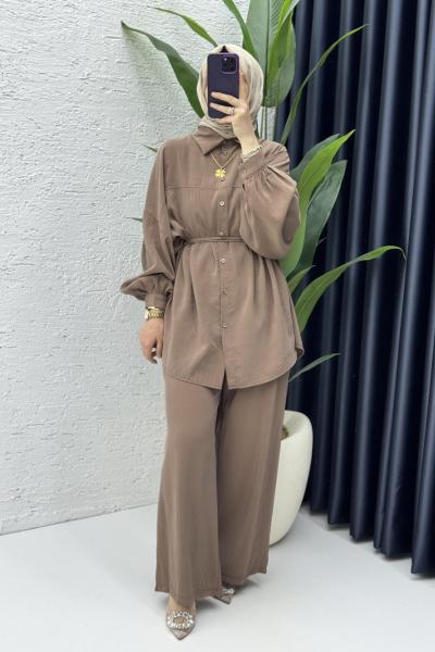 Firuze Takım Tesettür Giyim Latte