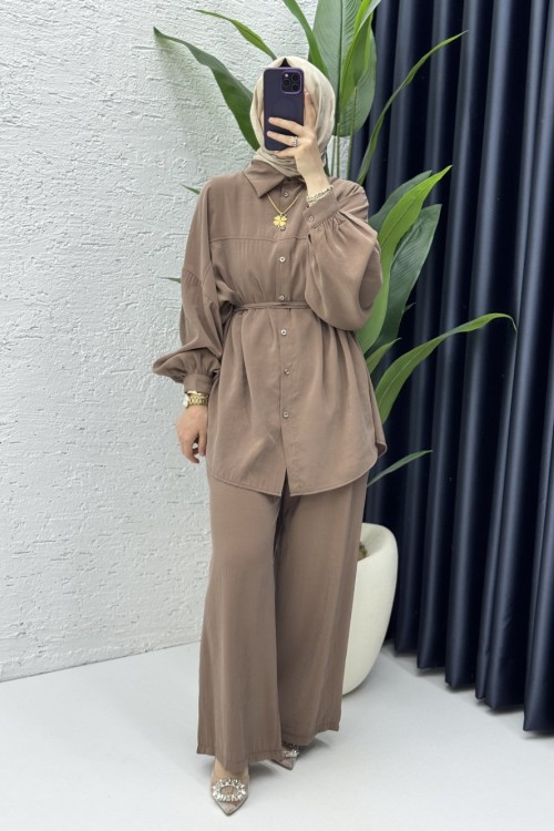 Firuze Takım Tesettür Giyim Latte